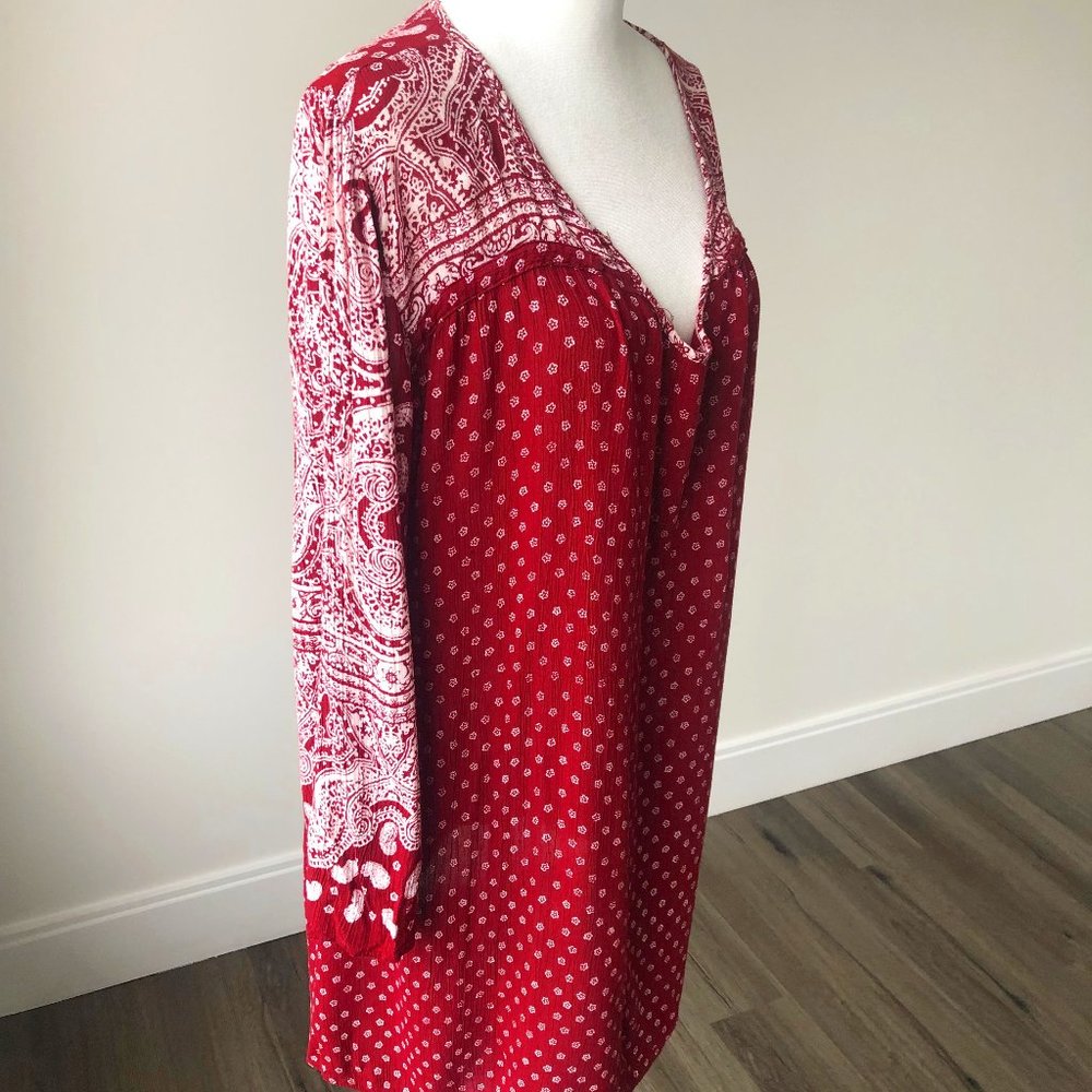 Angie Vintage Mini Smock dress. Burgundy and White. US 6.